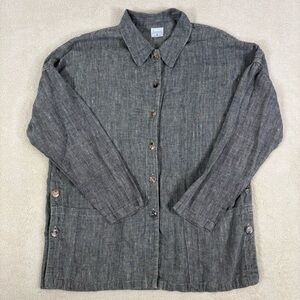 Click By Color Me Cotton Women’s Shirt Dress Grey Size Medium 100% Linen Charity